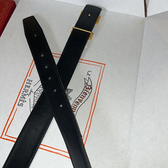 Hermes Black/Chocolate Chamonix & Togo Leather Constance Reversible Belt UNISEX. - Picture 7 of 17